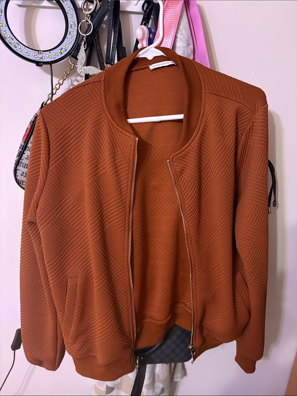 Staccato Quilted Rust Bomber Jacket